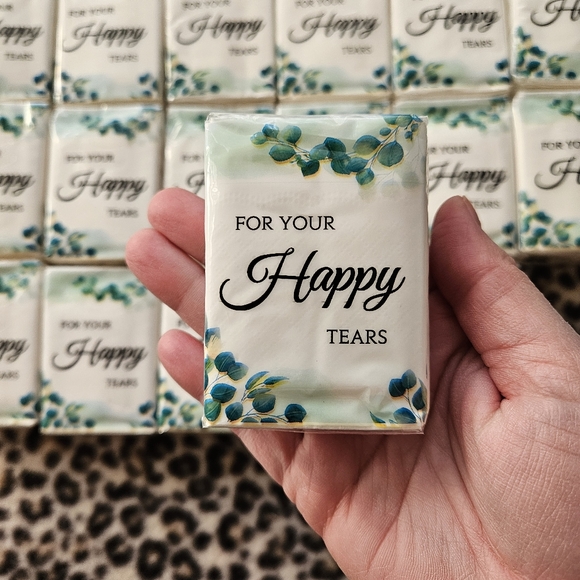 24 Packs of Facial Tissues for Wedding, "For Your Happy Tears", 10 Tissues/Pack - Picture 5 of 6